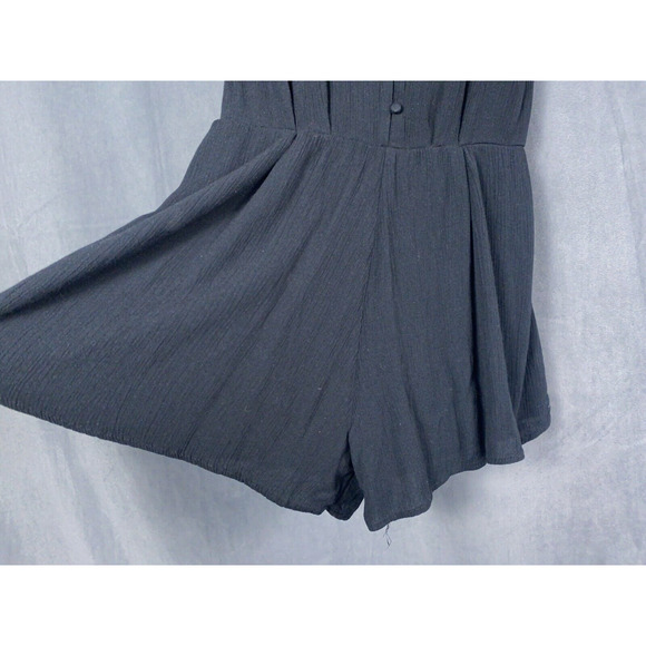 Trixxi Romper Women's Small Black Lined Gauze Deep V Plunge Buttons Sexy Outfit - Picture 4 of 7